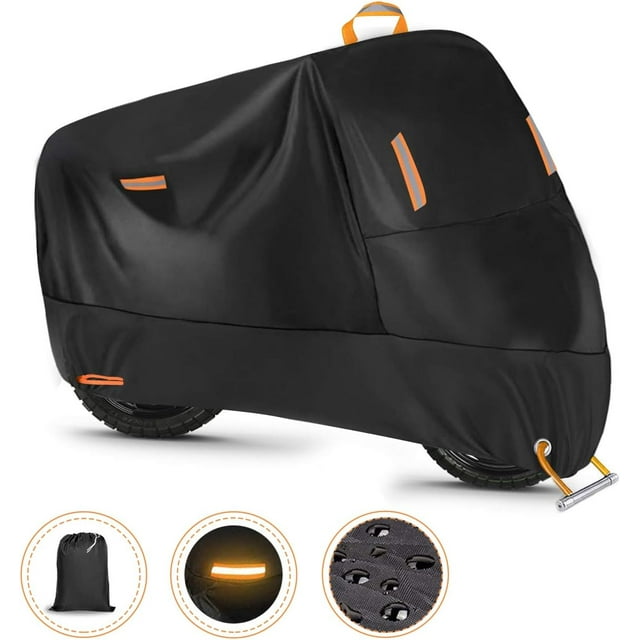 Funda para motocicleta, tamaño 300D-L (0,92 kg), cinta reflectante + tira impermeable