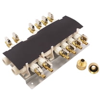 Apollo Valves 6907912CP Manifold System, 14 in OAL, 2-Inlet, 3/4 in Inlet, 12-Outlet, 1/2 in Outlet, Brass