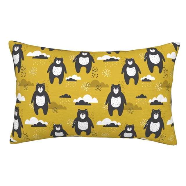 Balery Cartoon Bear Yellow Funda de Cojín Estampada, Regalos para Mujeres, Regalos de Amor para Ella, Regalos para Novia o Esposa, Funda de Almohada-14"x20"