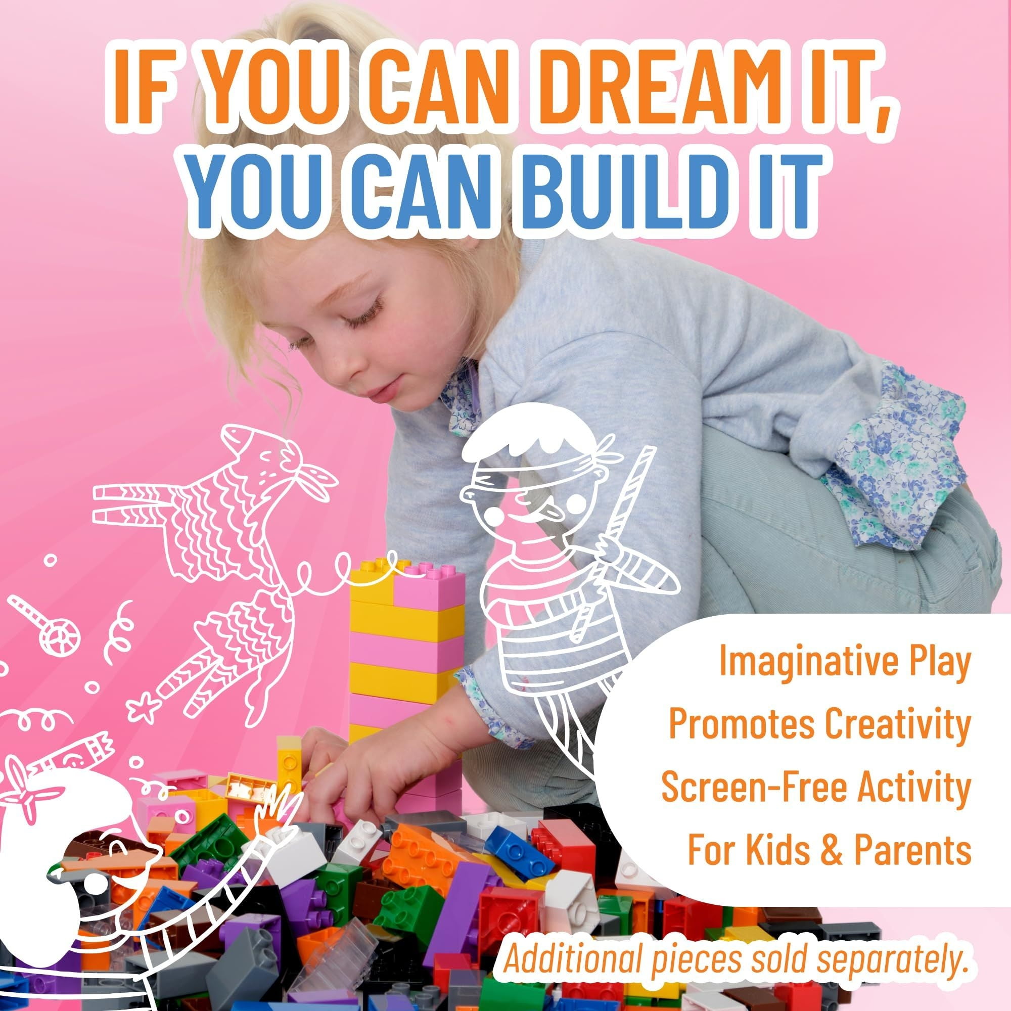 Strictly Briks Toy Large Building Blocks For Kids and Toddlers, Big Bricks Set For Ages 3 and Up, 100% Compatible with All Major Brands,10 Multi Colors, 84 Pieces
