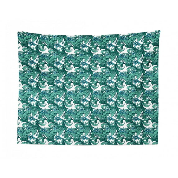 Floral Tapestry, Vintage Pointed Petals Flower Leaves Art Monochrome Illustration, Fabric Wall Hanging Decor for Bedroom Living Room Dorm, 2 Sizes, Mauve Pale Ceil Blue, by Ambesonne