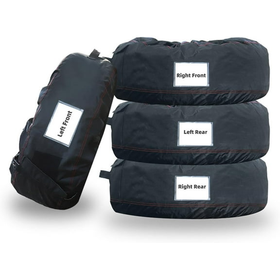 Waltyotur 4PCS Tyre Bags Spare Tire Cover Wheel Bags Black 420D Black 600D with Handle Totes Replacement for Tires 22 Inch to 31 Inch in Diameter