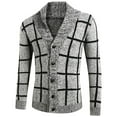 thumbnail image 2 of Sweater Coats for Men Vintage Plaid Casual Long Sleeve Cardigan Baggy Cozy Warm Winter Outerwear 2024 Knitted Thick Sweaters M-3XL, 2 of 6