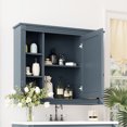 thumbnail image 2 of 35'' X 28'' Bathroom Wall Cabinet - Modern Design, Construction, Concealed Storage Versatile Solution, Frame, Blue Finish, 2 of 5