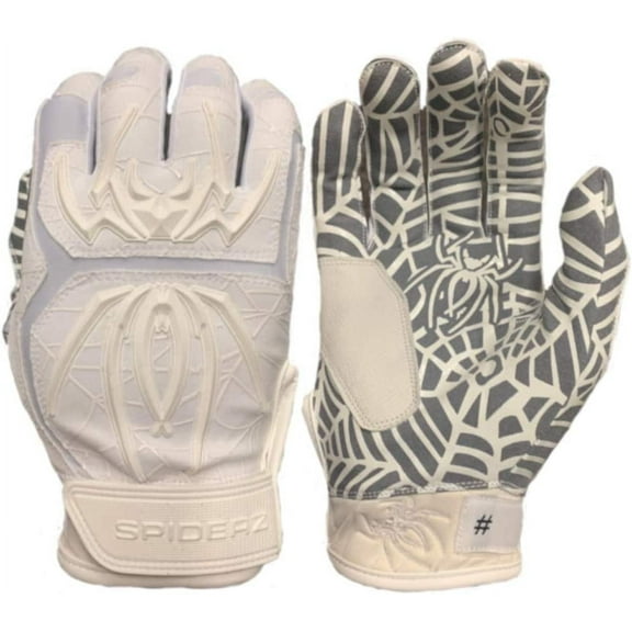 Spiderz Adult Hybrid Batting Gloves Pair-XL-White/White