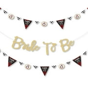 Big Dot of Happiness Flannel Fling Before the Ring - Bachelorette Party Letter Banner Decor 36 Cutouts & No-Mess Real Gold Glitter Bride to Be Letters