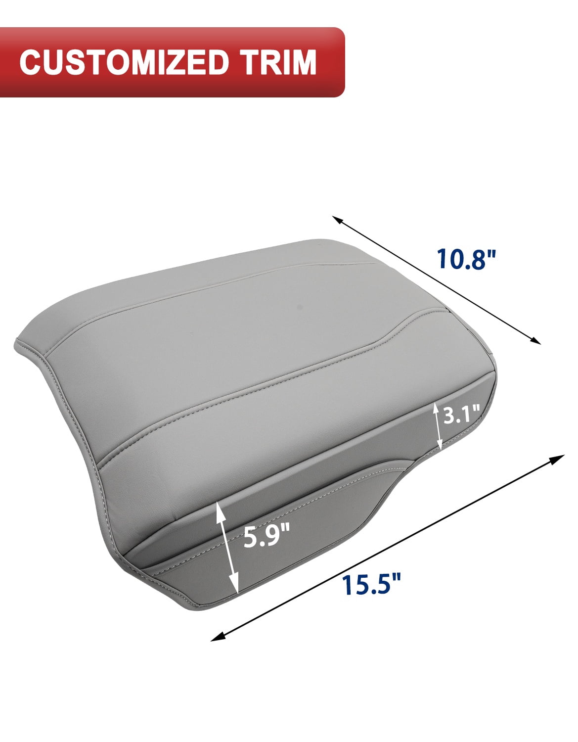 KBH Center Console Cover for 2023-2026 Honda Pilot with Leather Side Pockets, 2024 2025 2026 Honda Ridgeline/Passport Armrest Cover, Middle Console Lid Protector Interior Accessories, Gray
