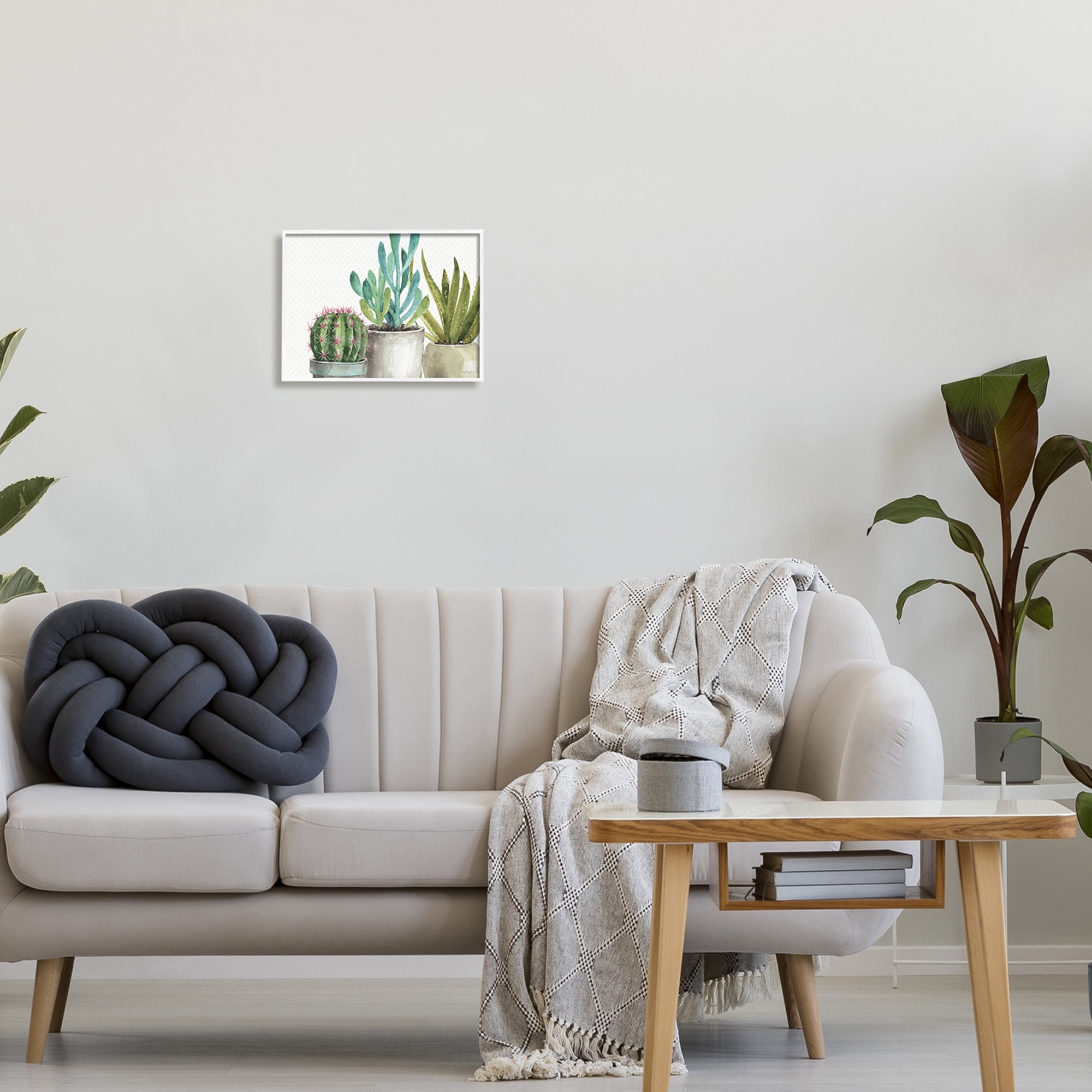 Stupell Industries Modern Succulents Pattern Green Grey Watercolor Painting Framed Art Print Wall Art, 14x11, By Lisa Audit