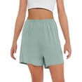 thumbnail image 7 of Yubnlvae Plus Size Paperbag Waist Shorts - Women's Summer Elastic Waist Shorts, Trendy Wide Leg Design for Curvy Figures (Green | XL), 7 of 7