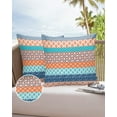 thumbnail image 6 of Outdoor Pillow Covers Pack of 2, Bohemian Orange Blue Geometric Striped Waterproof Throw Pillowcase Cushion Cases, Abstract Tribal Decorative Pillow Cover for Couch Sofa Home Bed Patio, 6 of 6