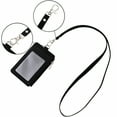 thumbnail image 3 of 2 Pack Vertical PU Leather Badge Holder with Zip and Detachable Neck Lanyard Slim Double Sided PU Leather ID Card Holder Wallet Case with 5 Card Slots 1 Side Zipper Pocket and 18" PU Neck Strap-Black, 3 of 7