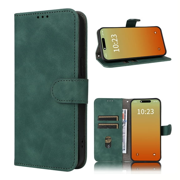 Case for Samsung Galaxy A05 Wallet Case with Card Slots Holder Magnetic Clasp Cover, Luxury PU Leather Skin-Friendly Wrist Strap Handbag Shockproof Kickstand Case for Samsung Galaxy A05, Green