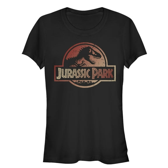 Junior's Jurassic Park Earth Tone Logo Graphic Tee Black Medium