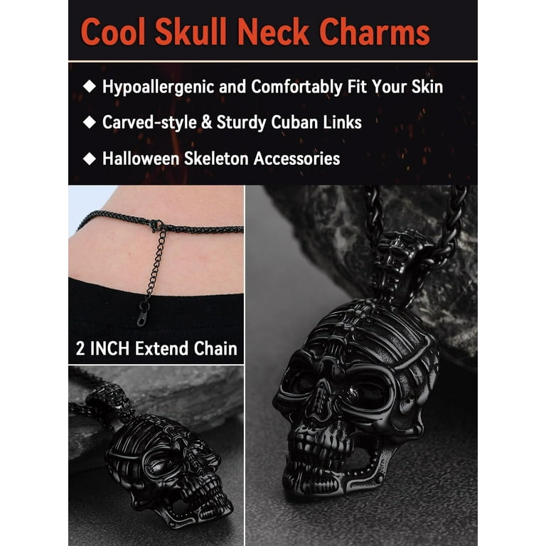 Antiqued Skeleton Coffin Gothic Halloween Pendant Necklace V1 - Gothic