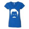 thumbnail image 2 of Wild Bobby, White Parks and Rec Fans Ron Swanson Mustache Face Silhouette, Pop Culture, Women's Standard V-Neck Tee, Royal, XX-Large, 2 of 4