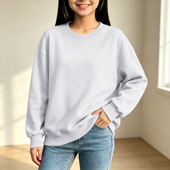 Girls Oversized Sweatshirt Crewneck Pullover Long Sleeve Solid Tops Fall Clothes
