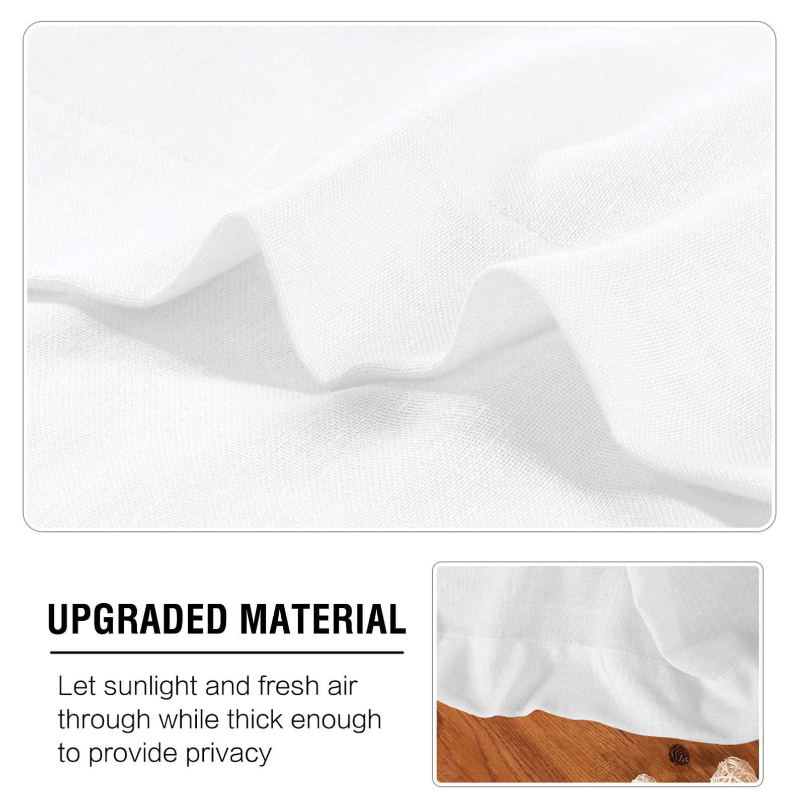 white Linen Textured Curtains 62 Inch Long 2 Panels for Living Room Grommet Top Light Filtering Window Drapes for Bedroom Heathered Gray