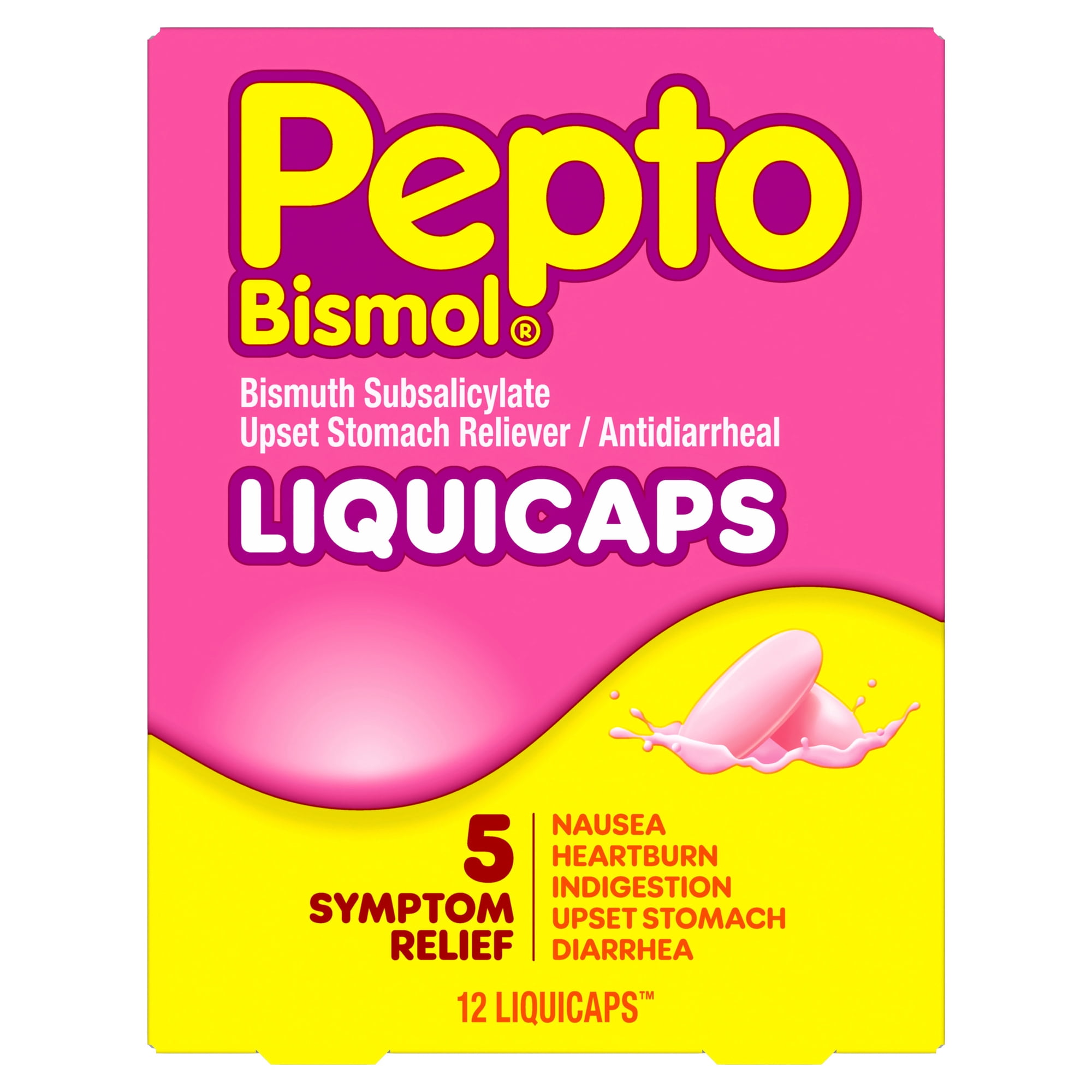Pepto Bismol Liquicaps, Upset Stomach Relief, Stomach Relief, Anti-Diarrheal, 12 Count