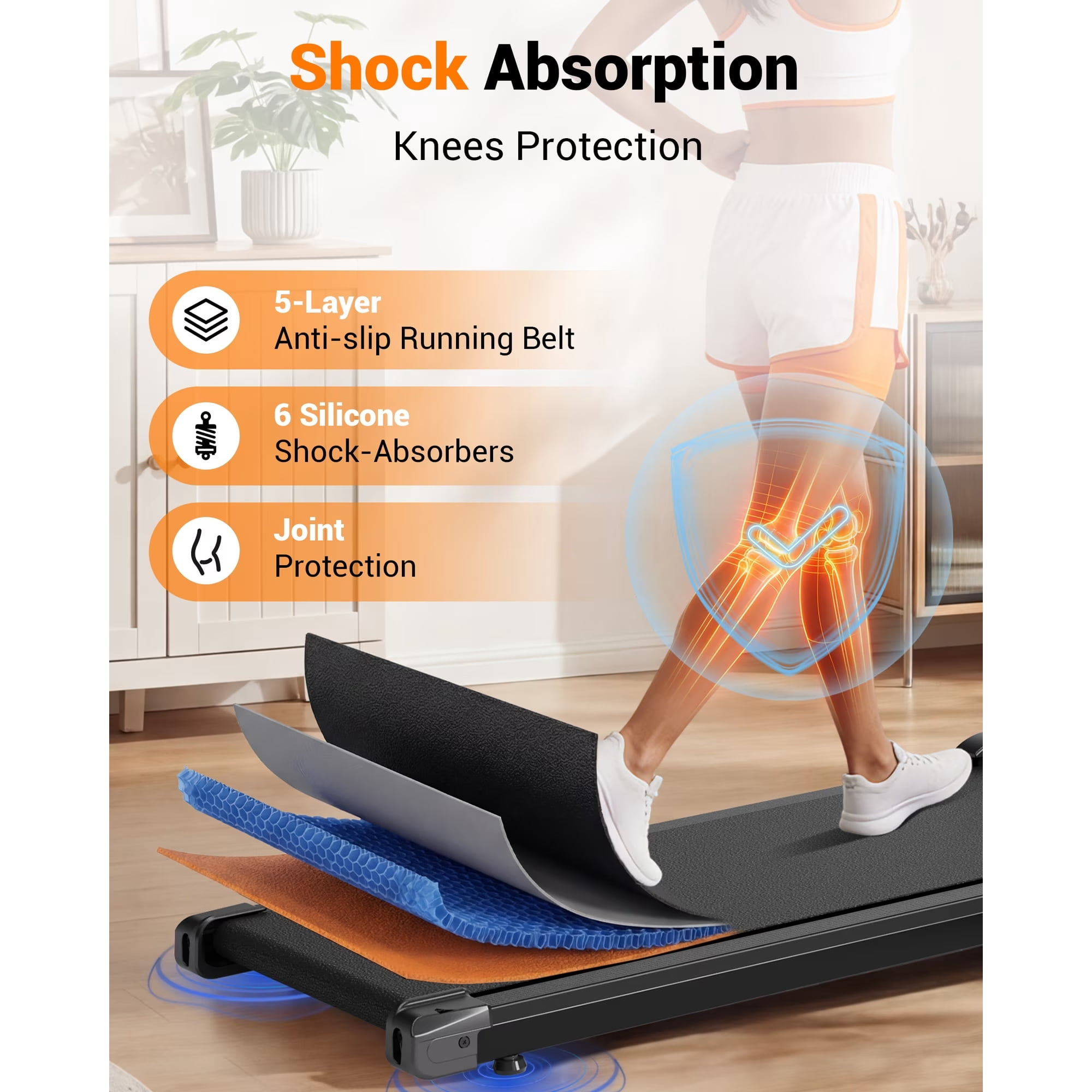 TKW Walking Pad Treadmill with Incline, Under Desk Treadmill 330 lbs Weight Capacity, 3-in-1 Foldable Portable Treadmill with Vibration Mode