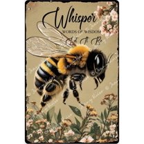 Whisper Words of Wisdom Let It Be Bees Sign, Bee Gifts for Bee Lovers, Bumble Bees Artwork Signs, Inspirational Quote Decor, Bedroom Decor for Women, Farmhouse Sign 12x8 Inches
