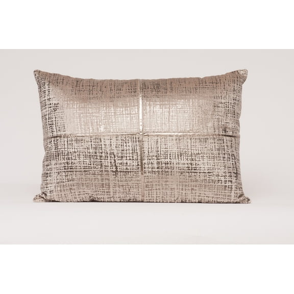 Harkaari, Foil and PU Cross Leather Lumbar Throw Pillow