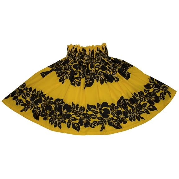 Hawaiian Pa'u Hula Dancer Dress Skirts Tropical  Black Flower For Women