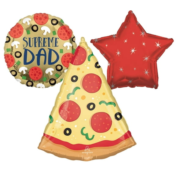 Supreme Dad Pizza Father's Day Birthday 3 pc balloon bouquet Decoration