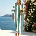 thumbnail image 4 of Uscallm Women Plus Size V Neck Short Sleeve Boho Flowy Striped Maxi Dresses Loose Casual Beach Vacation Swing Long Dresses with Elastic Waist, Mint Green M, 4 of 8