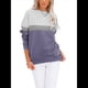 thumbnail image 2 of Sudadera Informal de Larga con Bloques de Color para Mujer, Cuello Redondo, Corte Holgado y Bolsillos. Púrpura XXL, 2 of 6