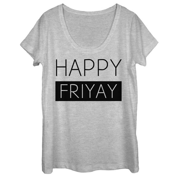 Women's CHIN UP Happy Friyay Scoop Neck Athletic Heather Medium