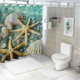 thumbnail image 7 of Chilfamy  Starfish and Seashells Shower Curtain Nautical Bathroom Coastal Shower Curtain Vintage Retro Sea Ocean Beach Bathroom Decor Shower Curtain with Hooks Waterproof Fabric White, 7 of 7