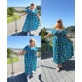 thumbnail image 3 of CASSIE LIZ Plus Size Dresses Square Neck Floral Print Green Smocked Maxi Dress Spring Summer Dress with Pockets Party Wedding Guest Dress XL 14W 16W, 3 of 11