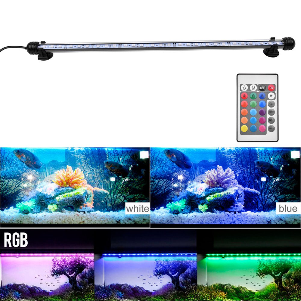 LED aquarium light,62cm IP68 waterproof MultiColor with Remote Control RGB controller AC100