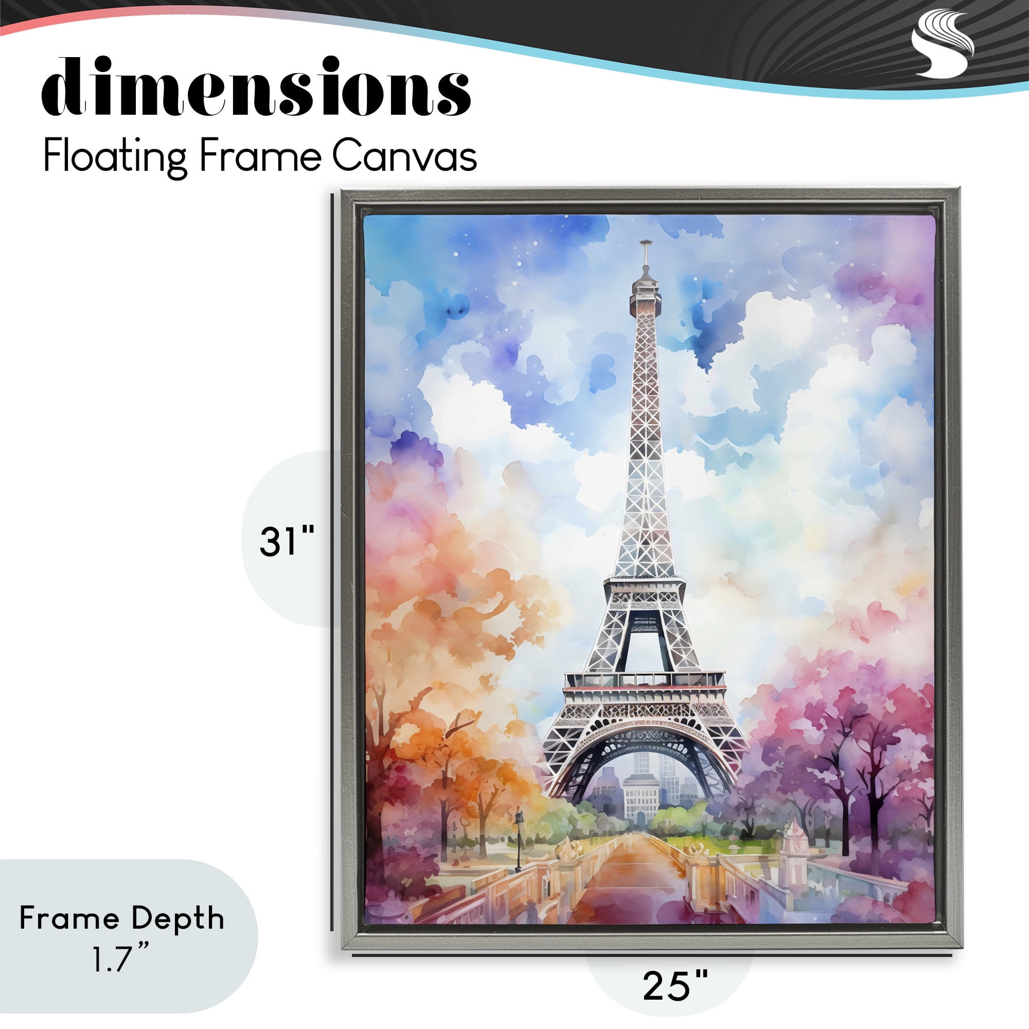 Stupell Industries Pastel Paris Springtime Tower Gray Framed Floater Canvas Wall Art, design by Creative Studio