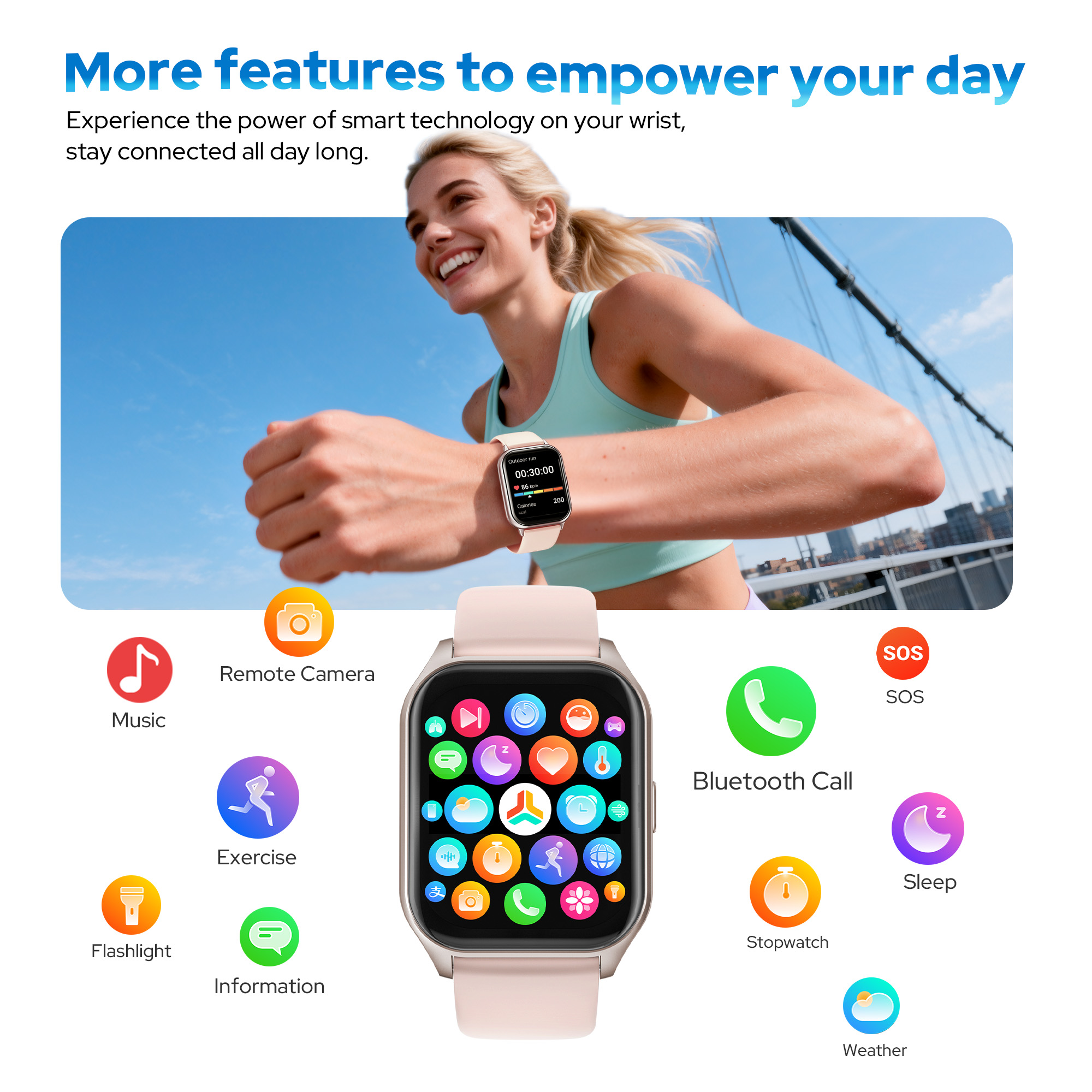 TRIGIZ Smart Watch 1.83" Fitness Tracker Pink photo 2