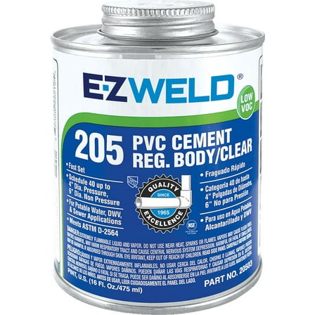 EZ-20502 EZ Weld Pvc Cement Regular  Body, Clear 8oz
