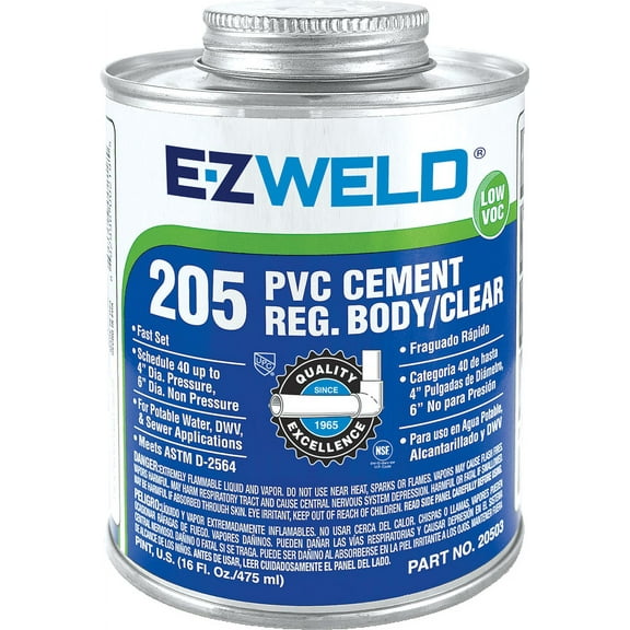 EZ-20502 EZ Weld Pvc Cement Regular  Body, Clear 8oz