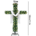 thumbnail image 2 of Foldable Cross Shaped Christmas Tree with LED Lights – Artificial Outdoor Staked Holiday Tree Includes Silk Scarf Wood Rattan Ring Easy Setup and Storage, Festive Yard or Home Decoration, 2 of 2