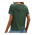 thumbnail image 3 of DYMADE Women Chevron V-Neck Patchwork Summer Short Sleeve Tunic T-Shirt, 3 of 6