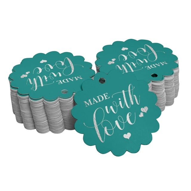 Inkdotpot Real Silver Foil Made With Love Wedding Tags Favor Hang Paper Tags 50 Pieces