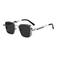 thumbnail image 1 of Gafas de sol cuadradas para hombre y mujer, modernas, para cumpleaños, citas, conducción, playa. Lente plateada y gris, 1 of 9