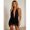 Black-L, variant on Black Halter Neck Mesh Jumpsuit With Ruched Detail Sleeveless Mini