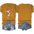 thumbnail image 3 of Camisetas de Verano de Mujer Pequeña Flor Impresa Cuello Redondo Manga Corta Superior, Verano Superior de las Mujeres, 3 of 4
