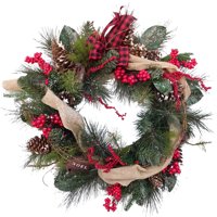 Deluxe Christmas Burlap/Berry Mixed Wreath