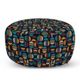 thumbnail image 1 of Geometric Pouf Cover with Zipper, Retro Abstract Design Pattern with Colorful Halved Rounds, Soft Decorative Fabric Unstuffed Case, 30" W X 17.3" L, Multicolor, by Ambesonne, 1 of 5