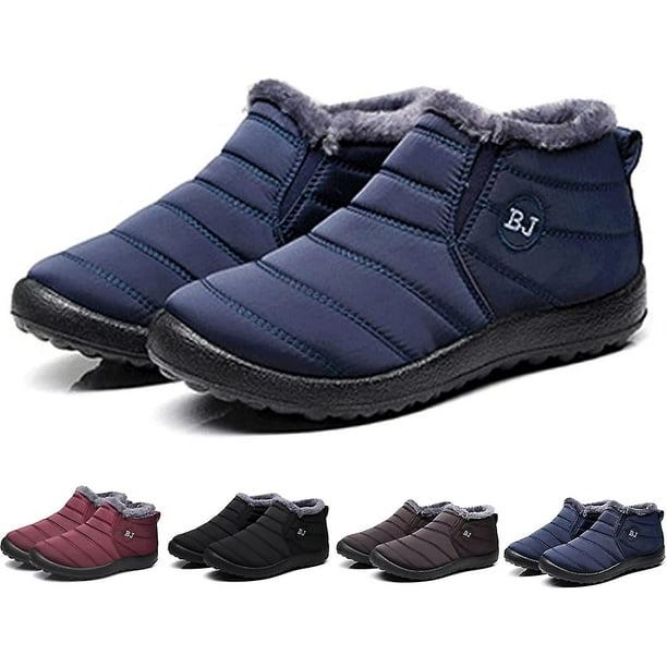 Boojoy Winter Boots Winter Snow Boots For Men And Women Fur Lining  Waterproof Slip On Outdoor Warm Ankle Boots 