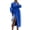 Blue-M, variant on Women's Wool Blend Pea Coat with Double Breasted Design, Extra-Long Sleeves Fall-Winter
