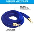 thumbnail image 3 of Unique Bargains 7 Feet Blue Velvet Stanchion Rope, Crowd Control Barrier Rope with Snap Hook, Golden, 3 of 6