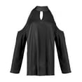 thumbnail image 2 of Imountek Women Off Shoulder T-Shirt, V-Neck Long Sleeve Cold Shoulder Tops for Summer, 2 of 8