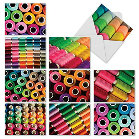 'M2094 SPOOL ME ONCE' 10 Assorted Thank You Cards Featuring Vibrantly Colored Spools of Thread with Envelopes by The Best Card